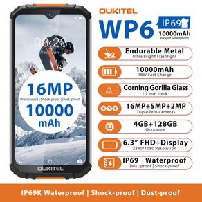 OUKITEL WP6 Ip68 Rugged Waterproof Smartphone MT6771T Octa Core 9V/2A 10000mAh 48MP Triple Camera 6GB 128GB Mobile Phone