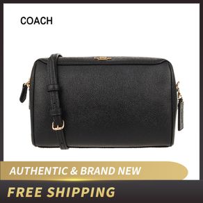 Coach (C2819) Val Signature Brown Black Leather Duffle Shoulder Crossbody  Bag