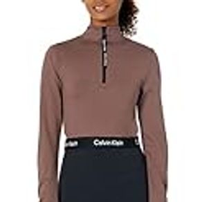 Calvin Klein Performance Women's Mock Neck Ponte Long Sleeve Fitted Crop Top