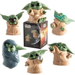 Children Gift Action Figure Toys 6pcs/set Model The Mandalorian Baby Yoda Star Wars Mini Cute 4-6cm Collection Doll Yoda Baby Figure