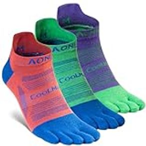 AONIJIE 3 Pairs Toe Socks for Men and Women High Performance Athletic Running Five Finger Socks, 3