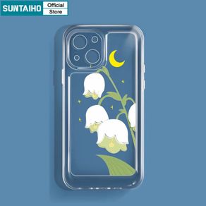 Suntaiho For iphone 13 Case Fashion Simple Wind Bell Flower Pattern Phone Case Transparent Soft Case for Iphone/Pro/13 Pro/Max 12 Pro/Max/Xs Max/XR/7/8 Plus