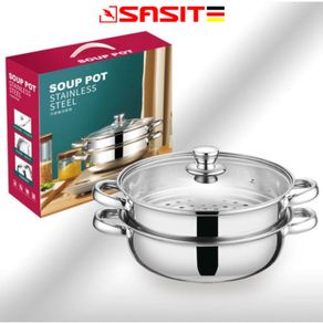 Stainless Steel Steamer Pot 28CM Steam Pot Thicken Double Layer Boiler  Steamer Induction Cooker Steaming Pot Soup Pot for Home