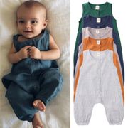 2020 New Summer Newborn Baby Boys Jumpsuits Pure Cotton Sleeveless Kids Vest Rompers Soft Infant Girls Pajamas Toddler Clothes