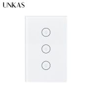 UNKAS Wifi Wall Touch Switch Tuya Smart Life Glass Panel Mobile APP Remote Control Work With Alexa Google Home Outlet