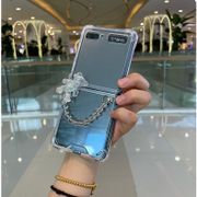 Cartoon Bear Bracelet Chains Clear Hard Flip Case Samsung Galaxy Z Flip 3 Z Flip 5G Z Flip3 Z Flip 2 5G Shockproof Transparent Phone Cover Casing