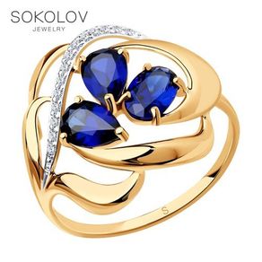 SOKOLOV ring gold with cubic zirconia fashion jewelry 585 women's male