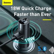 Baseus Car FM Transmitter Bluetooth 5.0 Handsfree Kit Modulator Car Charger 18W Dual USB Car MP3 Player Wireless Audio Receiver