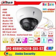 Dahual 4MP IP Camera POE IPC-HDBW2431R-ZAS-S2 IPC-HDBW2431R-ZS-S2 Starlight IR 40m Motorized Len SD Card IVS Network Dome Camera