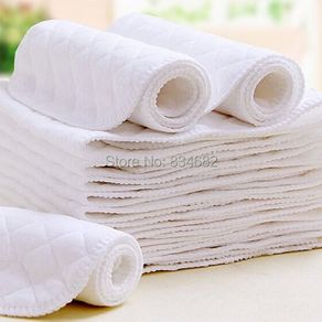 10pcs Washable Reusable Baby Cloth Diapers Nappy Inserts Cotton 3 Layers Baby Nappies Cloth Diaper Insert