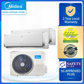 MIDEA INVERTER SYSTEM 2 AIRCON MS4OD-21 / SMKM09-I-04R X 2 9000BTU Free Replacement Disposal of Old Aircon