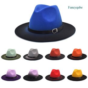 Fancyqube Hot Winter Autumn Imitation Woolen Women Men Ladies Fedoras Top Hat Jazz Caps European American Round Caps Bowler Hats