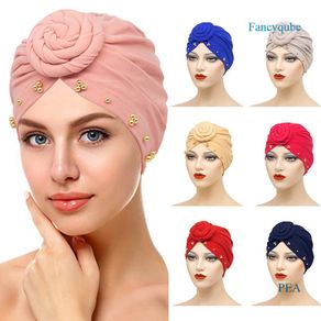 Fancyqube Ladies Turban Bonnet Solid Color Poly Top Knot Inner Caps Twist Head Wrap Women Head Wraps India Hat