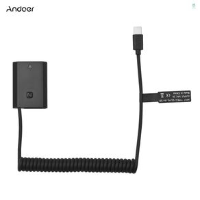 Andoer NP-FZ100 Dummy Battery USB-C Coupler Adapter with USB Type-C Spring Power Cable Replacement for Sony Alpha A6600 A7C A7III A7SIII A7RIII A7RIV A9 A9II A9R A9S Cameras