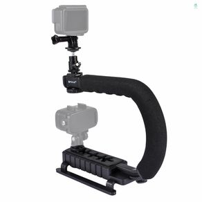 PULUZ U-Shaped Portable Handheld Camera Holder Video Handle DV Bracket C-Shaped Steadicam Stabilizer Kit for All SLR Cameras and Home DV Camera