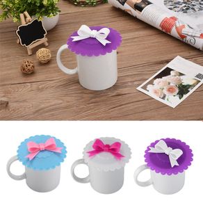 Bowknot Cup Lids Silicone Cup Cover Heat-resistant Silicone Lid Random Color