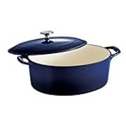 Tramontina Covered Oval Dutch Oven Gourmet Enameled Cast Iron 7-Quart, Gradated Cobalt, 80131/078DS