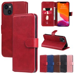 Hot Casing! for iPhone 13 12 Mini 11 Pro Max Red Flip Stand Card Leather Case Wallet Cover