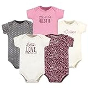 Hudson Baby Unisex Baby Cotton Bodysuits, Little Love Flowers 5-Pack, 6-9 Months, Little Love Flowers 5-pack, 6-9 Months