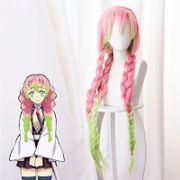 Anime Demon Slayer: Kimetsu no Yaiba Kanroji Mitsuri Cosplay Wigs Heat Resistant Synthetic Hair Wig + Wig Cap