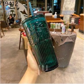 starbucks limited edition starbucks cup cup Starbucks glass cup dark green goddess style nice style large capacity Cup w
