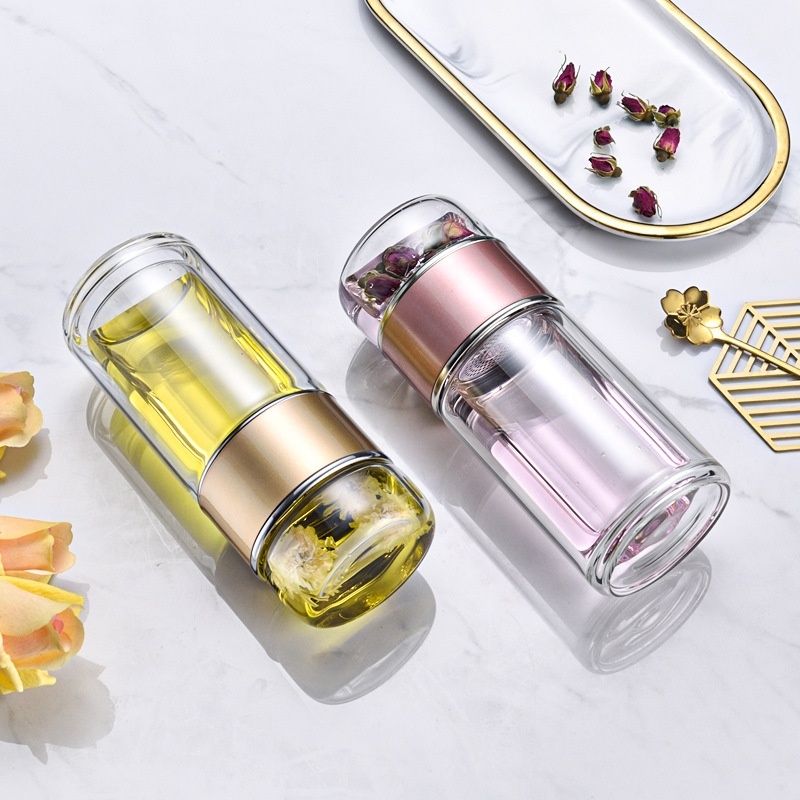 ONEISALL Tea Water Bottle Travel Drinkware Portable Double Wall Glass Tea  Infuser Tumbler Stainless Steel Filters The Tea Filter