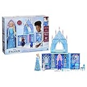 Disney's Frozen Elsa's Fold and Go Ice Palace, Elsa and Olaf Dolls, Castle Playset, Doll House Toy for Kids Ages 3 and Up