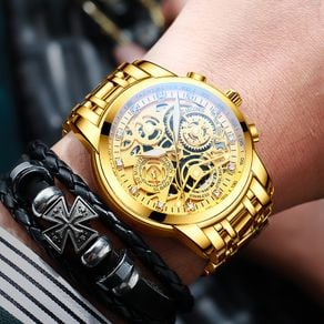 Golden big dial watch hot sale