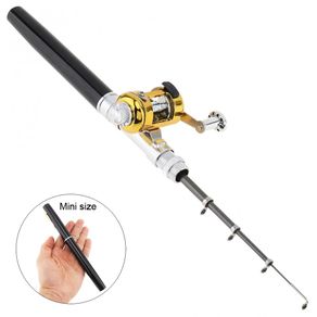 Portable Telescopic Mini 1m  Fishing Rod Aluminum Alloy Pen Shape Fishing Pole with Fishing Reel