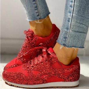 Women Flat Glitter Sneakers Casual Female Mesh Lace Up Bling Platform  Comfortable Plus Size Vulcanized Crystal Shining Shoes New