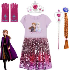 Kids Girls Costume Frozen Elsa Anna Cosplay Party Princess Dress