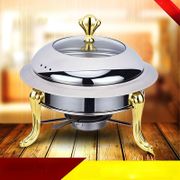 stainless steel hotpot set mini hotpot pot holder tempered glass lid 30cm gold silver Chafing Dish Buffet pan Food Tray Warmer