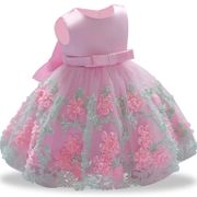 2020 New Baby Girls Summer Flower Lace Party Tutu Dress Bow First Birthday Children Dresses Vestidos Kids Clothes