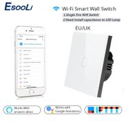 Esooli EU/UK Wifi Smart Wall Touch Switch Glass Panel Mobile APP Remote Control work with Amazon Alexa Google Home