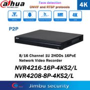 Dahua NVR 4K POE Video Recorder NVR4208-8P-4KS2 with 8POE 2 SATA H.265 NVR4216-16P-4KS2 with 16POE 16CH CCTV recorder