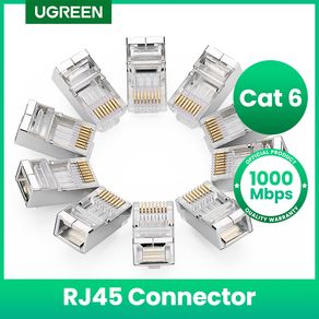 Ugreen Cat6 RJ45 Connector 8P8C Modular Ethernet Cable Head Plug Gold-plated Cat 6 Crimp Network RJ 45 Crimper Connector Cat6