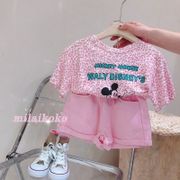 Girls Summer Suits Children's Korean Version of The Leopard Print T-shirt Girl Baby Short-sleeved Shorts Two-piece Set
