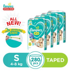[Bundle of 4] Pampers Diaper Baby Dry Tape S70x4 - 280pcs Baby Diaper (4-8kg)