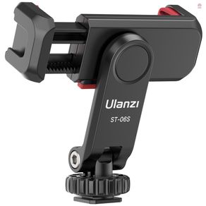 [fany] Ulanzi ST-06S Multi-functional Phone Holder Clamp Phone Tripod Mount 360° Rotatable with Dual Cold Shoe Mounts for Smartphone Vlog Selfie Live Streaming Video Recording