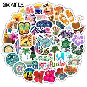 10/30/50PCS Cartoon Hawaii Tropical Beach Sticker Summer Hibiscus Flower DIY Toys Laptop Skateboard Luggage Helmet Stickers F5