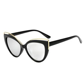 DOKLY Brand Fashion Cat Eye Sunglasses Rose Gold Lens Mirror Women Designer Eyewear Black Cateye UV400 Glasses Oculos De Sol