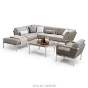 6-person outdoor furniture aluminum  sofa leisure set with coffee table and cushions for garden waterproof and outdoor