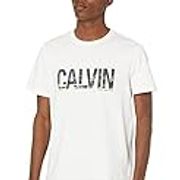 Calvin Klein Men's Ck Fashion Logo Short Sleeve Crew Neck T-Shirt, BRILLIANT WHITE, L