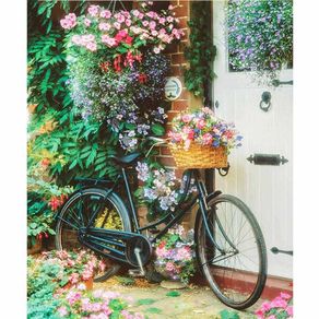 Diamond Painting Cross Stitch Bike Flower Pattern Full Square round drill Resin Diamond Mosaic Classical Needlework Home Decor