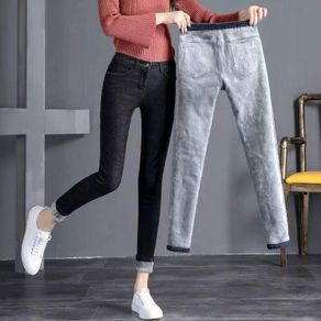 2022 Winter Casual High Waist Denim Pencil Pants Thick Velvet Women Skinny  Jeans Simplefleece Warm High Street Slim Fit Stretch - Jeans - AliExpress