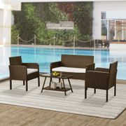 Modern style 4-piece rattan sofa cushion, outdoor rattan sofa (white)