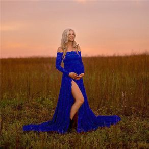 Shoulderless Lace Maternity Dress For Photo Shoot Maternity Photography Props Pregnancy Dress