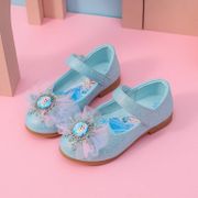 Disney children's flat shoes girls cartoon elsa princess crystal shoes baby soft sole shoes frozen casual sandals