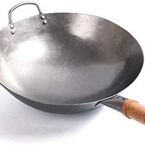 Wok Pan, 1.8 mm Thickness Chinese Traditional Hand Hammered pan Iron Wok Uncoated Carbon Steel Non-stick Pot Round Cookware