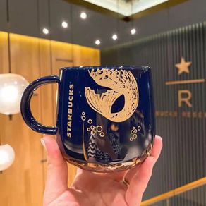 ❉Starbucks Ceramic Coffee Cup Mermaid Bronze Large Capacity Mug
